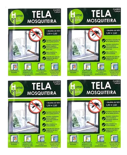 comprar Kit 4 Telas Mosquiteiras Janela Anti-inseto Mosquito 150x180 Cor Branco