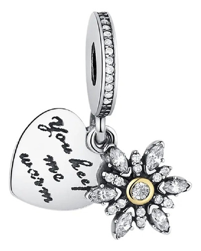 Charm Corazón Copo De Nieve Circones Plata 925 Silver Heart