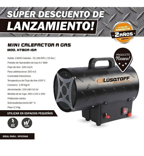 Calefactor Mini Cañon A Gas 13000 Kcal Lusqtoff Htbga15-a