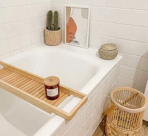 Bandeja / Estante Organizador Para Bañera De Bamboo Cruce