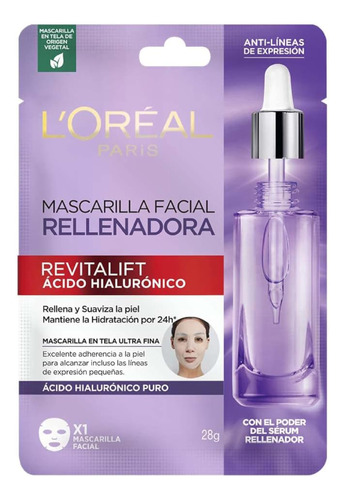 L'oréal Paris Mascarilla Facial Revitalift Ácido Hialurónico