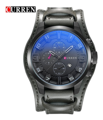 Relojes Curren - Japones - Reloj Casual Cuero Negro Con Plom