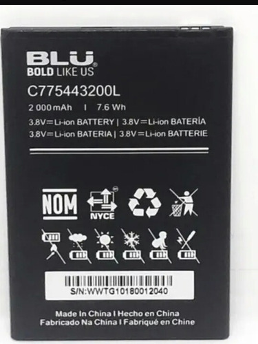 Batería Pila Original Blu C5 2019 C775443200l Somos Tienda 
