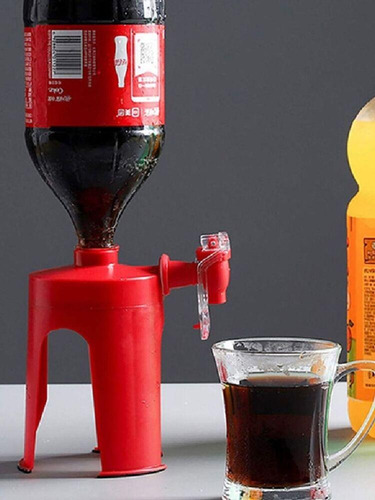 Suporte Com Torneira Dispenser Para Garrafa De Refrigerante Cor Vermelho