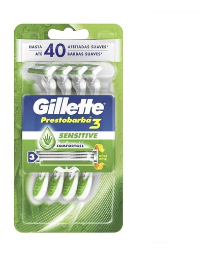 Gillette Prestobarba 3 Sensitive Máquina Para Afeitar 4u