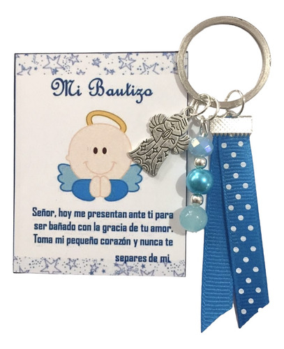 30 Recuerdos Bautizo Niño Listón Azul