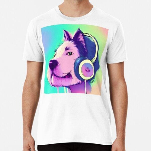 Remera Furry Human Dog Con Auriculares Escuchando Música, Co