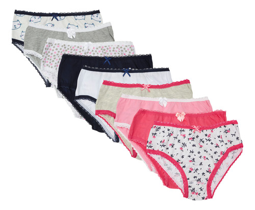 Kit Com 9 Calcinhas Infantil Menina Básicas Lobinha Lupo