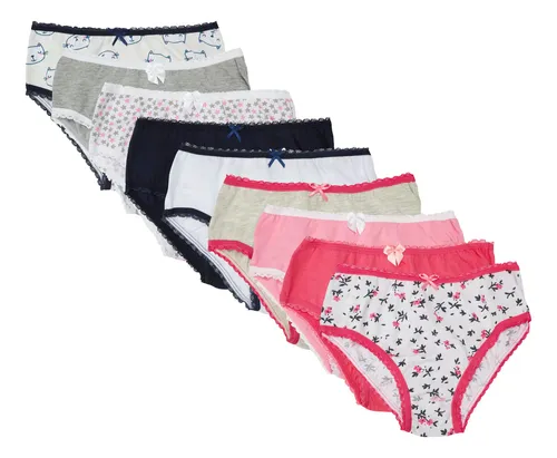 Kit Com 9 Calcinhas Infantil Menina Básicas Lobinha Lupo