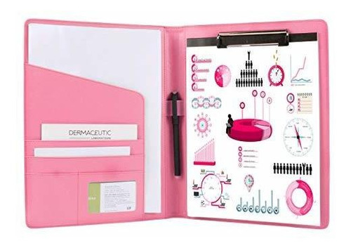 Pink Padfolio Clipboard Portfolio Folder With Pen Pu L...