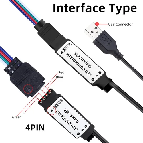 Rgbzone 5v Usb Rgb Led Controller, Ir Wireless Remote Contro