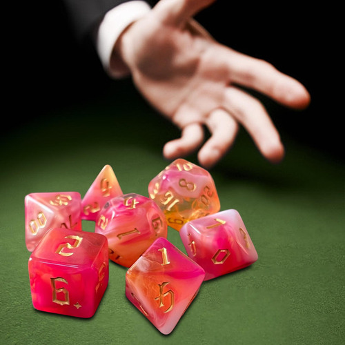 2 X 7x Dados Poliédricos De Doble Color D6 D4 D8 Rosa