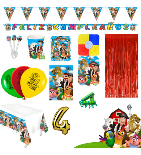 Kit Infantil Decoración Fiesta - La Granja De Zenón X36 Inv