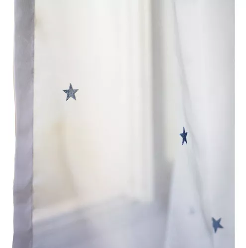 Cortinas Voile Blancas Estrellas Estampadas Para Dormitorio