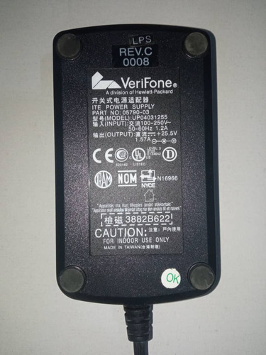 Transformador 25.5 Voltios Verifone Original (Usado)
