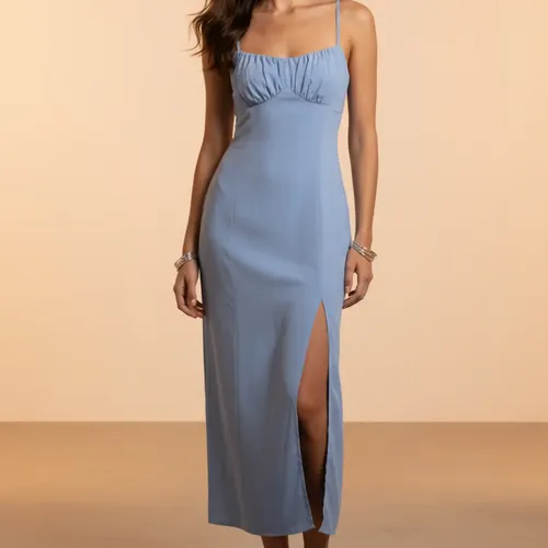 Vestido Midi Viscolinho Premium Elastano Casual Ou Festa