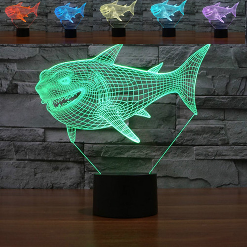 Luz Nocturna Tiburon 3d Interruptor Tactil Usb Decoracion 7