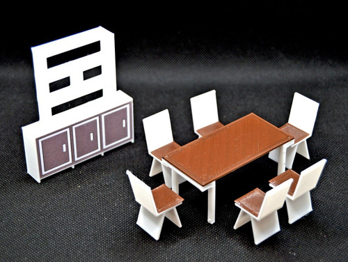 Muebles Para Maquetas Y/o Dioramas Set Comedor 1:25