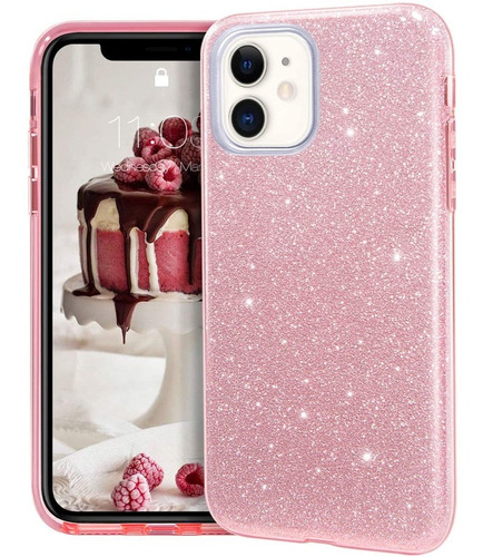 Funda Celular Para iPhone Carcasa Transparente Con Purpurina