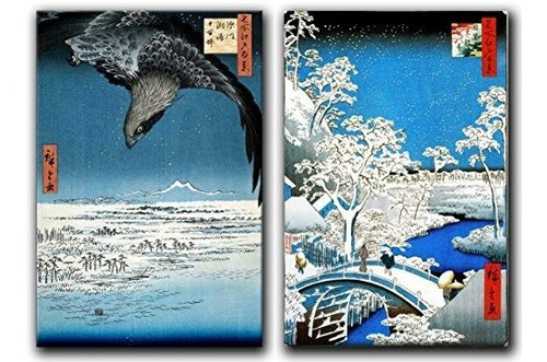 Buttonsmith Hiroshige Japanese Art Juego De 2 Imanes Rectang