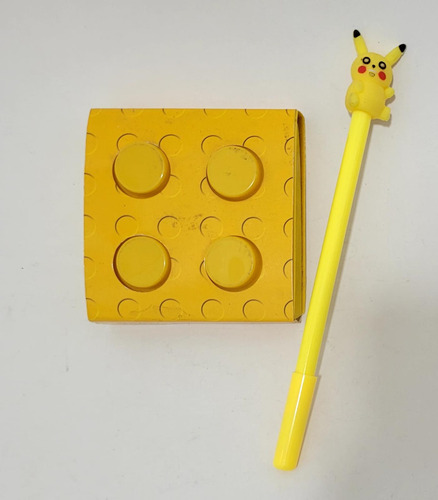 Block De Notas Lego 300 Hojas Amarillas + Lapicera Pikachu