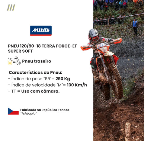 Pneu Off-road Cross Trilha 120/90-18 Mitas 2 Faixas