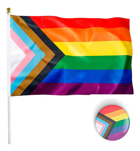 Bandera Lgbt Progress 1mtrx1.5mt Orgullo Gay Grande Exterior