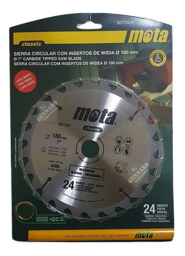 Sierra Circular Widia Mota 115mm X 24 D. Sc124
