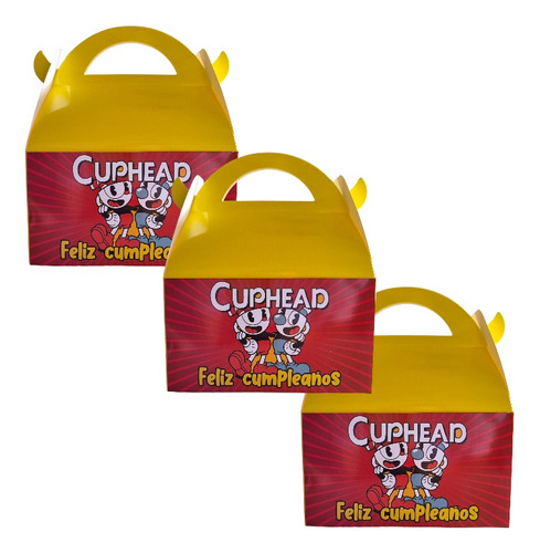 Caja Dulcera Cumpleaños Cuphead X6 Unidades 