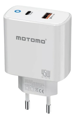 Cargador Motomo Cr45w Qc18w + Cable Tipo C A Tipo C Blanco