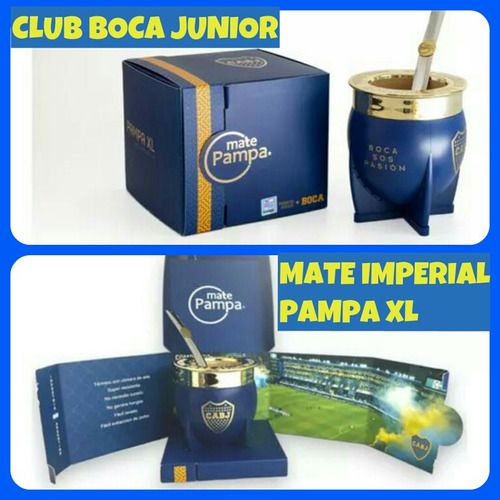 Nuevo!mate Imperial Pampa Xl Club Boca Junior+bombilla+caja!