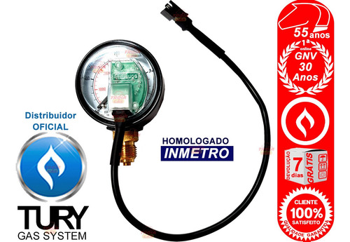Imagem 2 de 6 de Manômetro T800 Original Tury Gas T1000 T1011 T1015 T3000 Igt