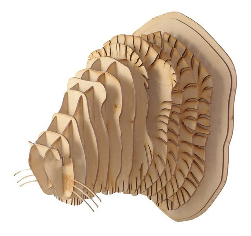 Imagen 5 de 10 de Cabeza Leon V2 Mdf Cabeza De Animal Trofeo Rompecabezas 3d