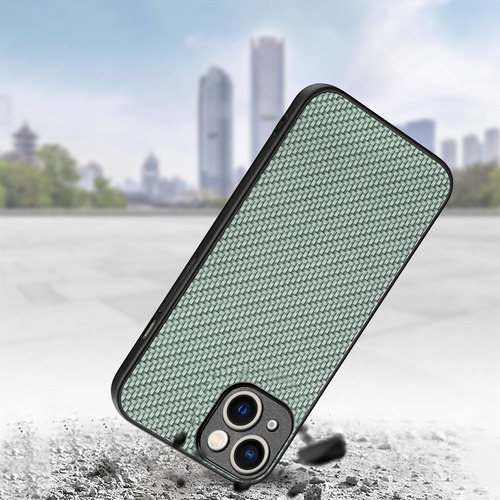 Funda Para Huawei, Textura De Piel De Fibra De Carbono Combinada Con Tpu, Acolchado Ultrafino, Color Verde