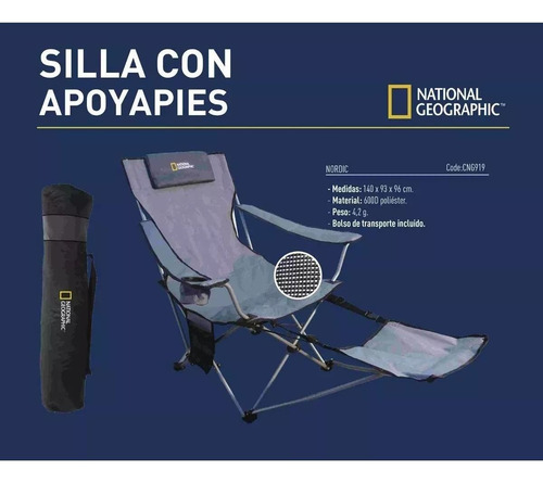 Sillon Camping Director Plegable National Geographi Footrest