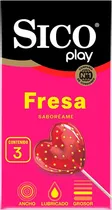 Comprar Condón De Látex Sico Play Texturizado Sabor Fresa 3 Piezas