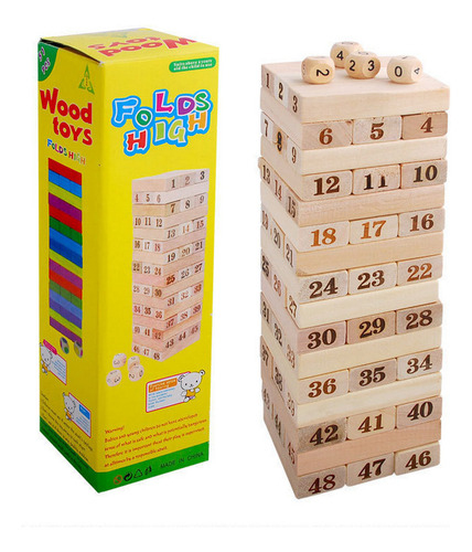 Tipo C, 54 Piezas De Colores Apiladas En Altura, Madera Colo