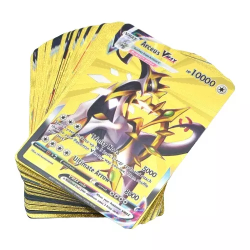 Kit 55 Cartas Pokémon Dourada Sem Repetidas C/ Arceus 10000