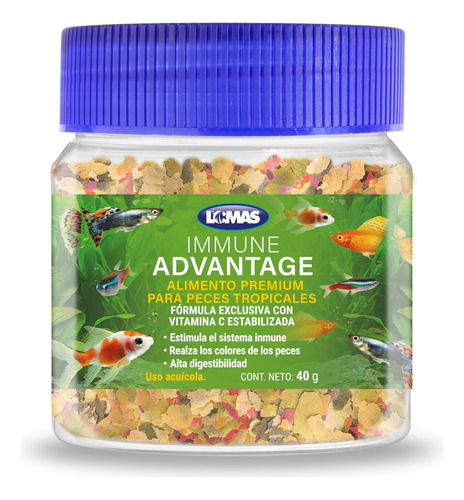 Hojuelas Immune Advantage Para Peces Tropicales 40 Gr