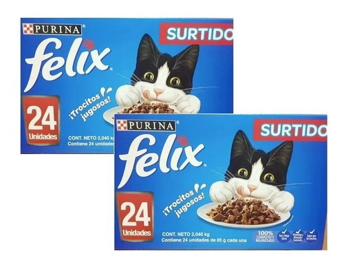 Alimento Húmedo Para Gato Purina Felix Mix 48 Pzas 85g C/u