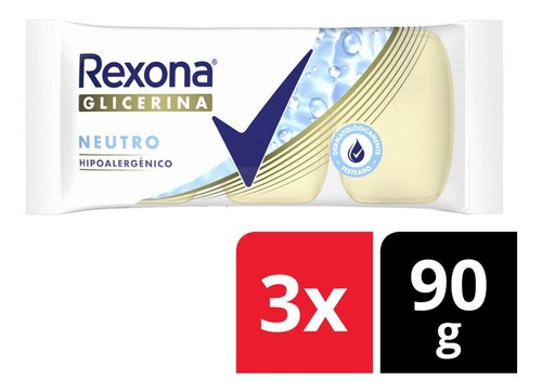 Jabon De Glicerina En Barra Rexona Neutro 3 X 90 Gr