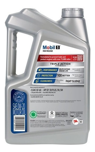 Aceite Mobil 1 0w20 Alto Kilometraje 4.73lt + 946 Ml 6 Qt