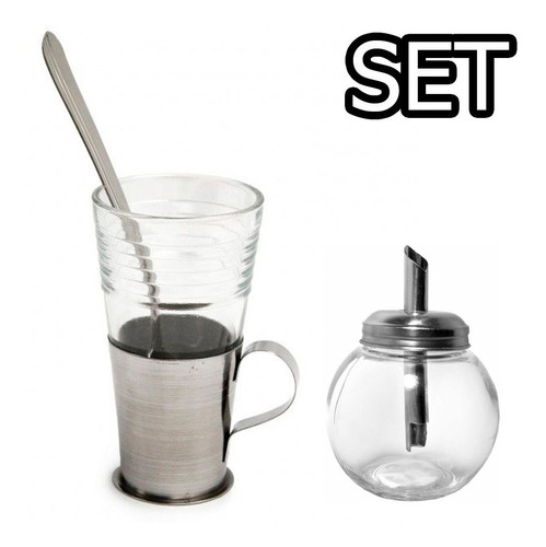 Set Jarrito Submarino Vaso + Portavaso + Azucarera + Cuchara