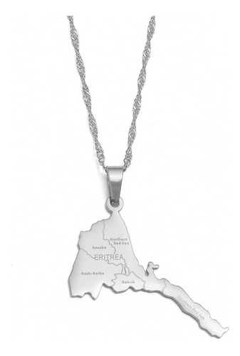 Collar Con Colgante De Mapa De Eritrea Con Nombre De Ciudad