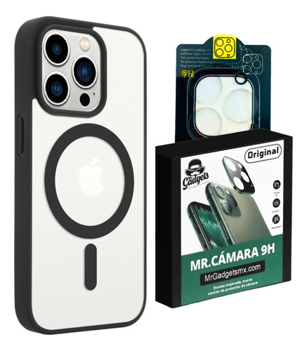 Kit Funda Clear + Mica De Camara Para iPhone 15 Magsafe