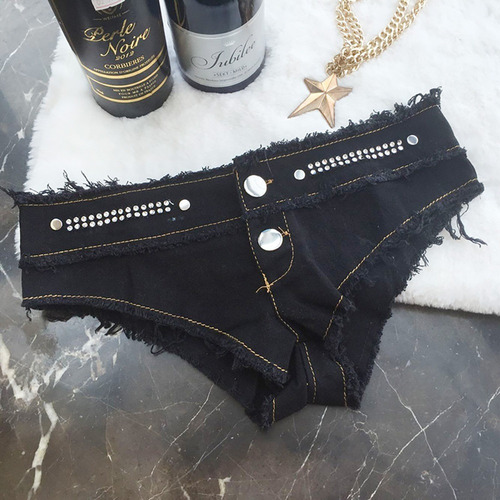 Pantalones Cortos De Mezclilla Elásticos De Tiro Bajo Sexy P