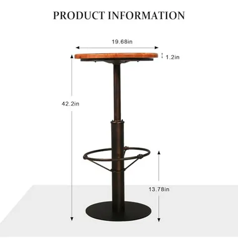 Mesa Alta Vintage Para Cocina O Bar, Estilo Industrial, Cobr