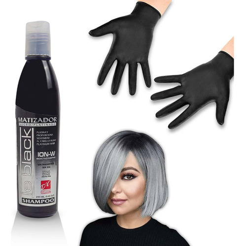  Shampoo Matizador Negro Plata - Cabello Gris Black - Pack 2