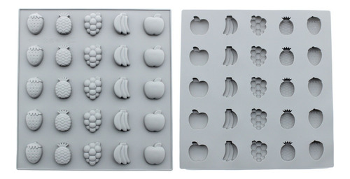 2 Moldes De Silicón Para Chocolates Gelatina Fruta Emojis Color Gris