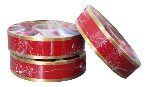 Imagem 6 de 8 de 1 Rolo Fita Plástica Estampada Natal Para Laços 32mmx100m